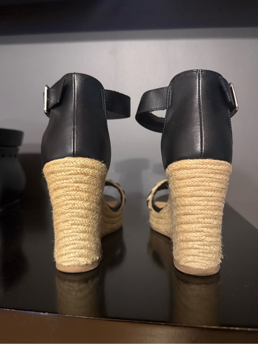 Wedge Sandals with Black and White Detail - Picture 3 of 5